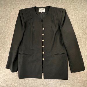 Vintage Suitsme Blazer Black Size 12 Made in USA Polyester Lining Acetate Jacket